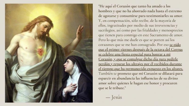 FOTOJess revelando su corazn enamorado a santa Margarita M de Alacoque