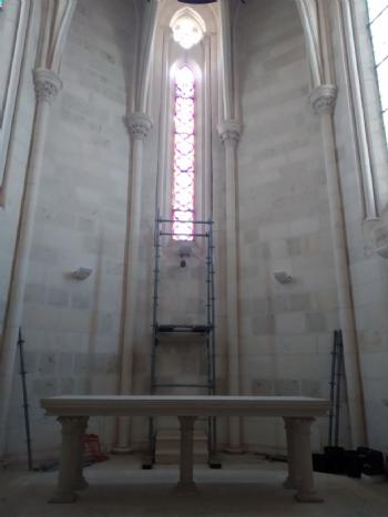 FOTO:Presbiterio de la Iglesia conventual con los andamios. FOTOPresbiterio de la Iglesia conventual con los andamios.