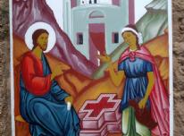 La samaritana conversando con Jesús junto al pozo. - 